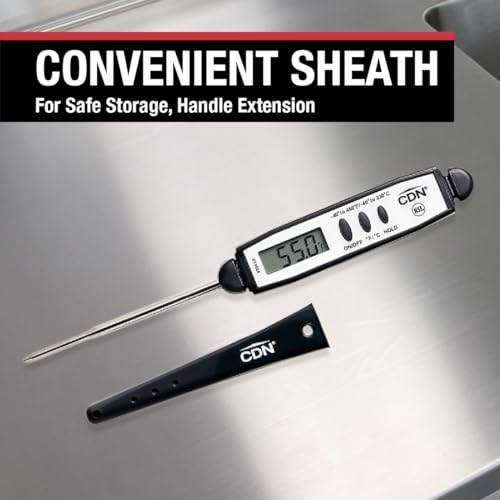 CDN Waterproof Digital Cooking Thermometer Instant Read 2.75" Stainless Shatterproof Ideal for Meat, Poultry, BBQ NSF Certified, Black (DT450X) - color: Black