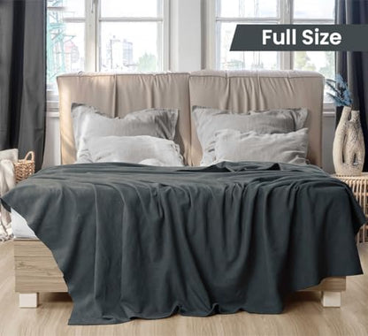 Utopia Bedding 100% Cotton Thermal Blanket Smoke Gray Full, 90x84 Inches - color: Smoke Gray, size: Full