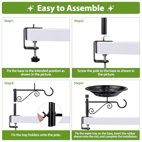 Balcony Bird Feeder, Bird Bath with Plant Hook for Outdoors, Black - style: 1 Tray with Hook