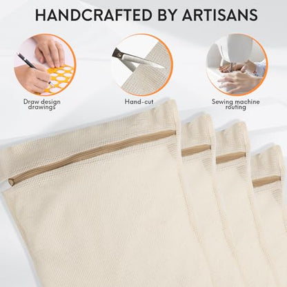 4-Piece Medium Durable Organic Cotton Mesh Laundry Bags with Sturdy Zippers and Breathable Mesh are Delicate Laundry Bags for Underwear, Clothes, Pants and Socks - size: Medium
