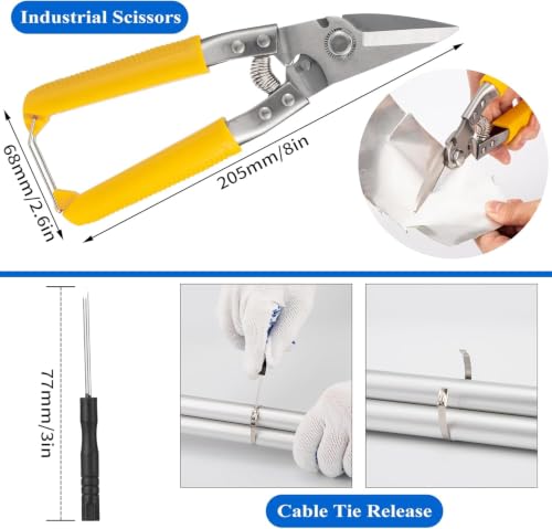 Stainless Steel Cable Tie Gun Set with Adjustable Tension Auto Cut Fastening Tool for Exhaust Pipe, Chain Link Fence, Auto Repair & Industrial Cable Binding (Extra Large 100PCS) - size: Extra Large 100PCS