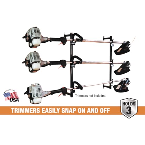 Buyers Products LT12 Landscape Trimmer Edger Locking Rack for Enclosed Trailers & Walls, Made In The USA, Holds 3 Yard Lawn Weed Whackers Tools, Trimmer Holder for Landscape Trailers