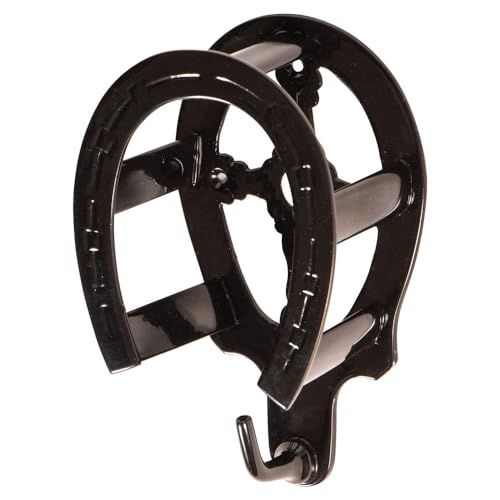 EASY-UP Berlin Brass Double Horseshoe Bridle Rack for Horses | Solid Brass Wall Mount | Elegant Arched Top for Halters & Bridles | Hook for Leads & Girths