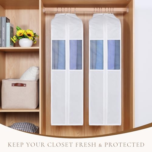 Univivi 32 Inch Cotton Hanging Garment Bag for Closet Storage 4 Pack, White - size: 32 Inch - 4 Pack