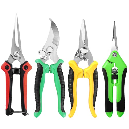 EWPJDK 4 Pack Garden Pruning Shears Scissors Clippers Stainless Steel - color: Multi-color