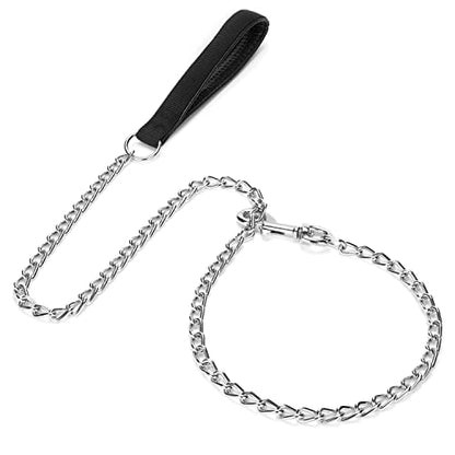 SGODA Metal Chain Heavy Duty Dog Leash, 4 ft. x 3.5 mm Black - color: Black, size: 4 ft x 0.14 in