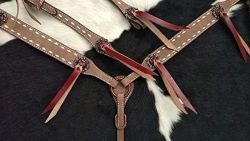 Showman Leather Single Ear Headstall & Breast Collar Set w/Buckstitch Trim & Reins