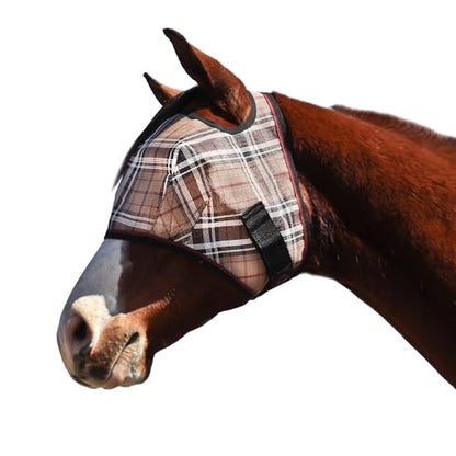 Kensington Fly Mask Web Trim — Protects Horses Face and Eyes From sun While Allowing Full Visibility — Ears and Forelock Able to Come Through the Mask, Medium, Deluxe Black - size: M (Small Horse)