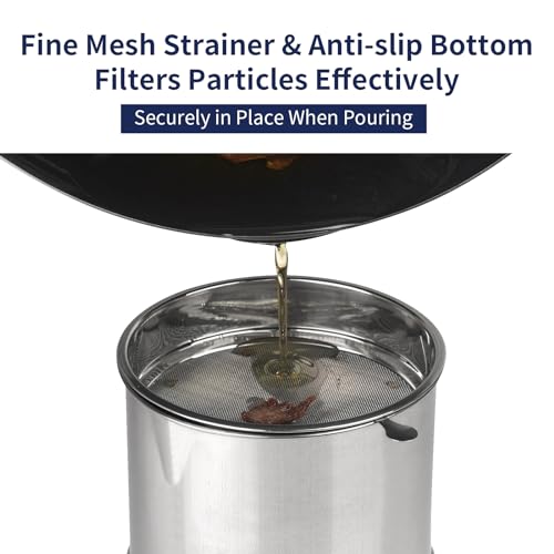 Ohtomber 1.2L Bacon Grease Container with Fine Mesh Strainer