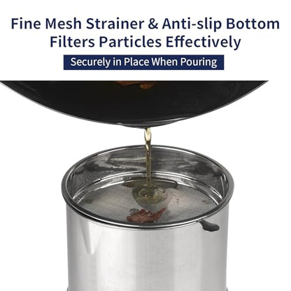 Ohtomber 1.2L Bacon Grease Container with Fine Mesh Strainer