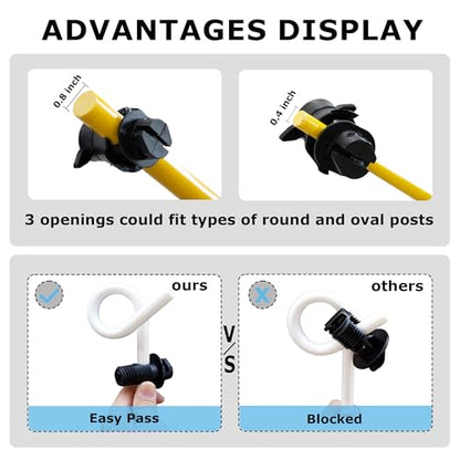 50 Pcs Electric Fence Insulators Round Post Clips Electric Wire Insulators Holding for Pig Tail Fiberglass Electric Fence Post - size: 50 pcs