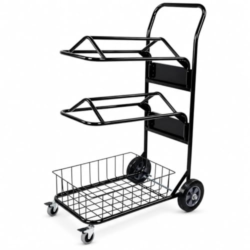 Rolling Saddle Rack Cart with Basket, 220 Lbs, 32.3*16.9*49.8 inch