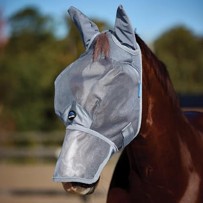 WeatherBeeta ComFiTec Durable Mesh Fly Mask with Ears & Nose, Grey, Large - color: Grey, size: L