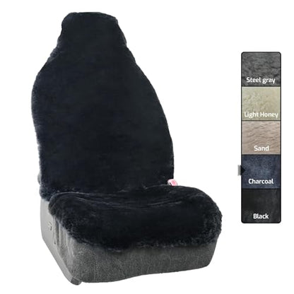 Aegis Cover Sheepskin Car Seat Cover Genuine Australian Merino Wool Front Seat Cover Luxury Dense Pelt Universal Fit for Most SUVs, Trucks, Bucket-Style, 54 X 22 Inches (CS-Charcoal) - color: Charcoal