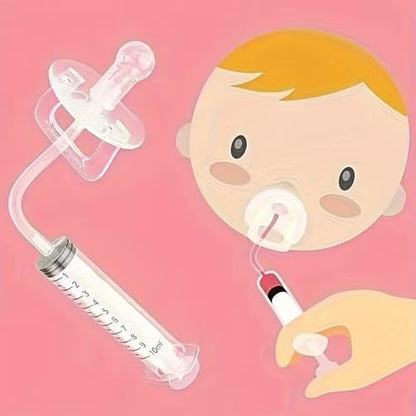 Transparent Silicone Baby Feeder with Nipple and Syringe - BPA-Free, Perfect for Milk, Juice, and Medicine，a Must-Have for New Mothers.