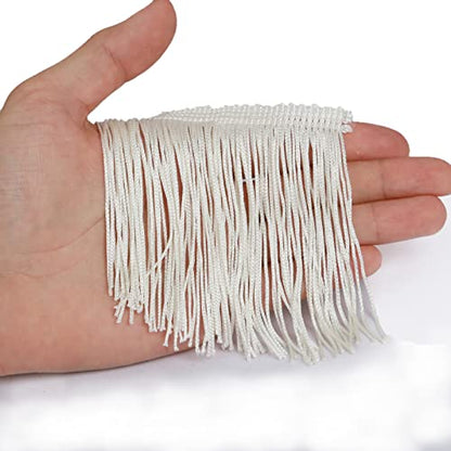 Chainette Fringe Trim 5 Yard x 4 Inches Fabric Tassel Trims - color: Cream, size: 4"-5Yards/R
