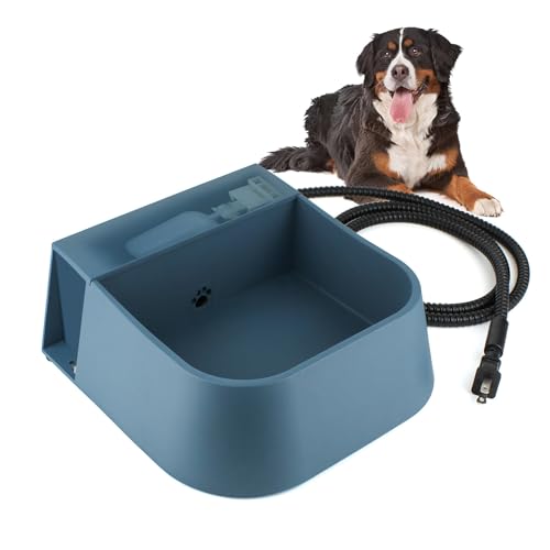 Automatic Heated Water Bowl for Dogs Cats, Outdoor Heated Dog Bowl with Auto Fill, 2L Winter Heating Waterer Provide Drinkable Water for Chickens, Rabbits, Birds, Goats, Feral Animal - size: 2L(Blue)