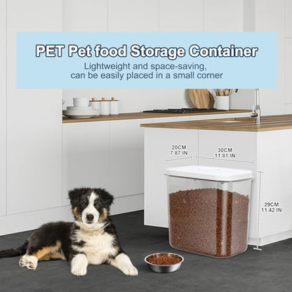 12 lbs Airtight Dog Cat Food Storage Container and Dog Treat Containers BPA-Free, PET Clear Stackable Pet Storage Bin, 1-Cup Scoop, 1-Sponge cleaning brush, Pop Top, With handle, Easy Mobility-large - color: White Large (12L-1Pack)