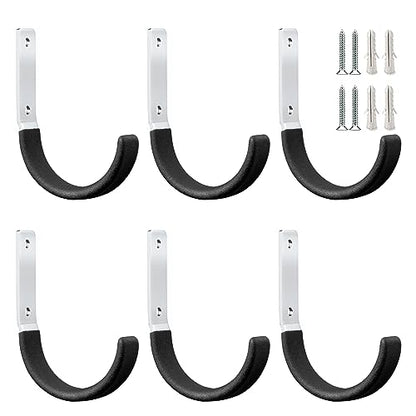 GeeWatom Heavy Duty Steel Garage Hooks,Garage Storage Utility Hooks,Heavy Duty Garage Garden Tool Organizer,Steel Wall Mount Hooks, Garden Hose Hanger, Small U Hooks (Black 6 Pack) - color: Black 6 Pack