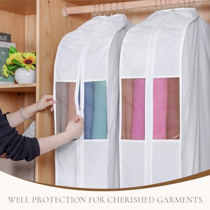 Univivi 60 Inch Cotton Garment Bag for Fur Coat 4 Pack, White - size: 60 Inch - 4 Pack