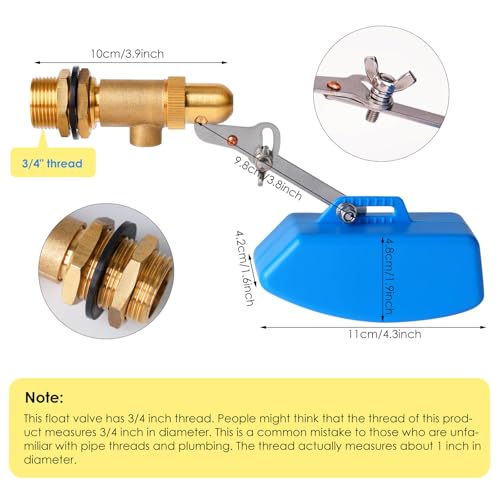 2 Pcs Brass Float Valve 3/4 Inch, Water Tank Float Valve Auto Fill - style: 3/4" Blue