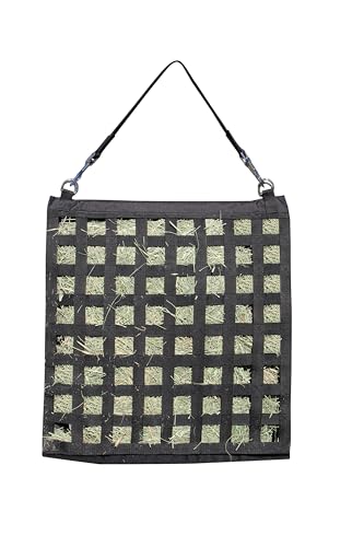 Professional's Choice Slow Feed Hay Bag - Horse Travel Hay Holder w/Straps, Black - color: Black