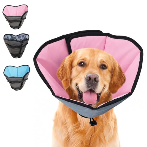 Soft Dog Cone Collar for Large Dogs After Surgery Adjustable - color: Pink, size: 2XL (Neck Girth: 15.7-21.2in)
