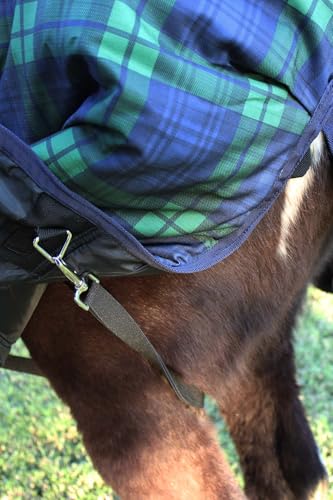 Challenger 600D Horse Turnout Waterproof 300 GMS Fill Plaid Winter Blanket Coat 21EE08 - color: Navy Green Plaid, size: 84 inches