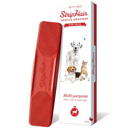 StripHair Gentle Groomer Dog Shedding Bathing Pet Hair Remover, Soft Red