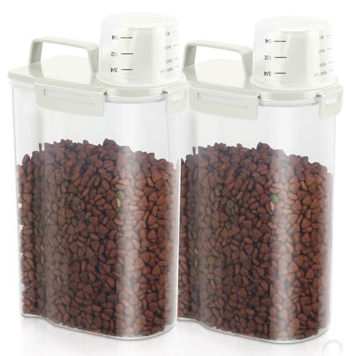 2 Pack 3 Lbs Pet Dog Cat Bird Seed Food Storage Containers for Travel Beige - color: Beige-3L 2Pack