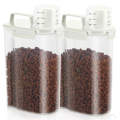 2 Pack 3 Lbs Pet Dog Cat Bird Seed Food Storage Containers for Travel Beige - color: Beige-3L 2Pack
