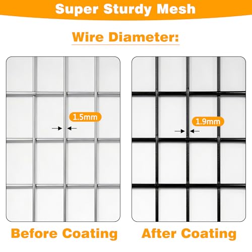 Black PVC Coated Welded Wire Fencing, 60in High x 100ft Long, 2 inch x 3 inch 16GA 2/3/4/5/6 Ft Tall Welded Wire Fence Rolls, Black Metal Garden Fence Wire Roll Garden Fencing for Yard - color: Black, size: 2"x3" 16GA 60" x 100'