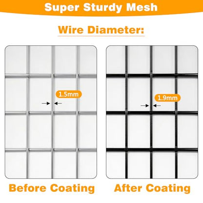 Black PVC Coated Welded Wire Fencing, 60in High x 100ft Long, 2 inch x 3 inch 16GA 2/3/4/5/6 Ft Tall Welded Wire Fence Rolls, Black Metal Garden Fence Wire Roll Garden Fencing for Yard - color: Black, size: 2"x3" 16GA 60" x 100'