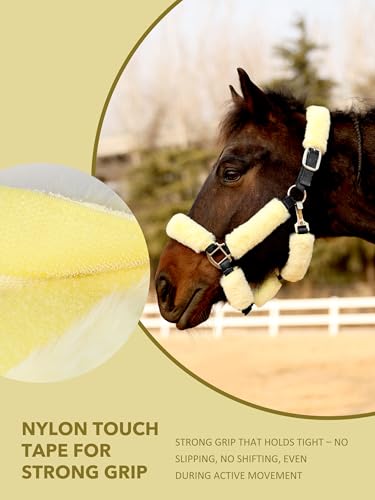 Harrison Howard Fleece Halter Covers for Horses, Set of 9, Prevent Hair Loss Pressure Marks, Padded Horse Halter Fleece Set Pale Canary - color: Pale Canary