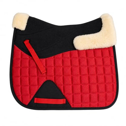 CHALLENGER Horse English Quilted Dressage Square Contoured Lightweight Trail Saddle Pad 72TS30 - color: Red, size: 25" Spine x 22" Drop