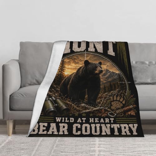 Bear Hunting Throw Blanket Gift 40"x50" - color: Bear Hunting 2, size: 40''x50''