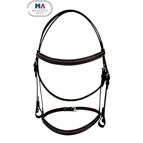 Majestic Ally Padded Raised English Bridle, Premium Leather, Matching Laced Reins - color: Brown, size: Full