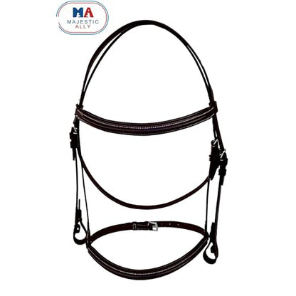 Majestic Ally Padded Raised English Bridle, Premium Leather, Matching Laced Reins - color: Brown, size: Full