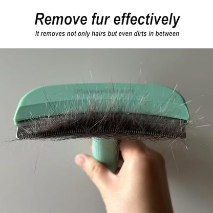 Pet Deshedding Tool with Curve Blade, Cat Grooming Brush, Tight V-shaped Teeth Shedding Comb for Cats and Dogs (Green, Large) - color: Green, size: Large