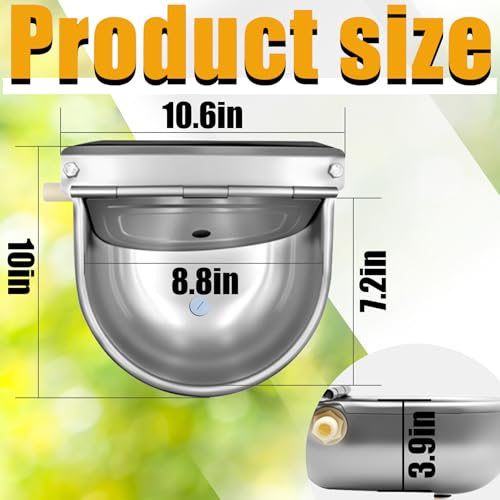 Automatic Animal Drinking Water Bowl with Float Valve and Drainage Hole 304 Stainless Steel Feeder Waterer Livestock Water Trough Suitable for Pet Dog Horse Cattle Goat Sheep 2Pcs（Dia 9in） - style: 2.5L-2pcs