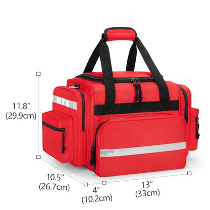 Damero Professional Medical Bag Empty, First Responder Trauma Bag, Red - color: Red