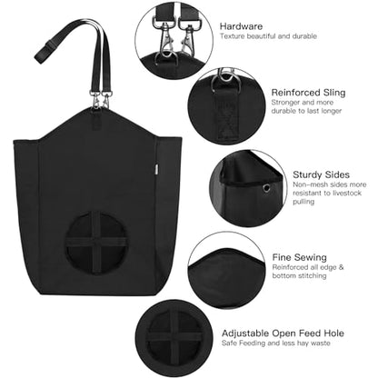 3 Packs Black Goat Hay Feeder, Hay Bags for Goats, Horses, Sheep - color: 3Black