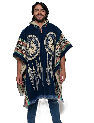 Alpaca Land, Handmade Ecuadorean Alpaca Wool Ponchos - color: Blue Wolf