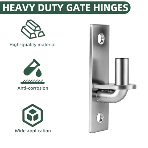 2 Pack(4pcs) Wall Mount Gate Hinges,Set with 5/8" Hinge Pin for Farm Gates, Chain Link Fence Gate, Capacity up to 600lbs(Screws Included)