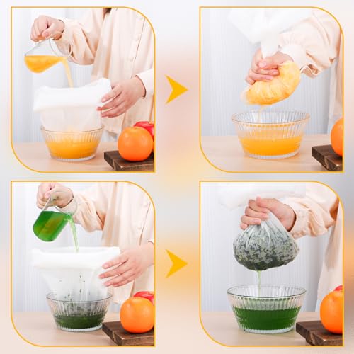 Cheesecloth Bags for Straining, 3 Pack, Reusable Fine Mesh Nylon Cheese Cloth Bag with Drawstring for Straining Nut Milk, Juice, Yogurt, Coffee, 100 Mesh (9.45x14.17"/11.81x17.72"/17.72x23.62") - size: Combo - 9.45x14.17"/11.81x17.72"/17.72x23.62"