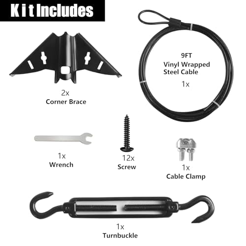 Heavy Duty Anti Sag Gate Kit for Wooden Fence,Door Support Cable Kit.Unique Designed Bat-Shaped Door Hardware,Wood Door Repair Kit for Outdoor, Gate Frame Kit