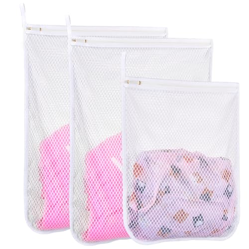 3 pcs Durable Honeycomb Mesh Laundry Bags for Delicates 2 Large (16" x 19") 1 Medium (12" x 15") - size: 2 Large X 1 Medium