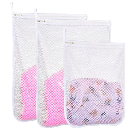 3 pcs Durable Honeycomb Mesh Laundry Bags for Delicates 2 Large (16" x 19") 1 Medium (12" x 15") - size: 2 Large X 1 Medium