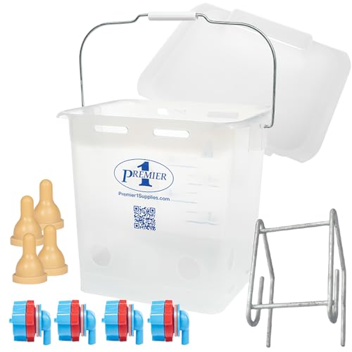 Premier 1 Lamb 'N' Goat Kid Prima Orphan Feeding Bucket – 2.5 Gal, Square - size: 2.5 Gallon Square - 4 Holes