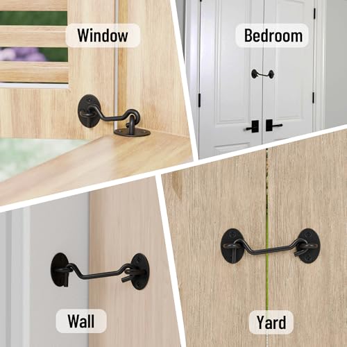 4" Hook and Eye Latch 1 Pack, Privacy Eye Hook Latch, Door Hook Lock, 1Pack | for Indoor Outdoor Slide/Barn/Shed/Door, Window, Fences Cabinet, Barn Door Latch - size: 4 Inch
